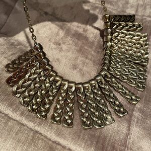 Braided Metal Panel Statement Necklace
